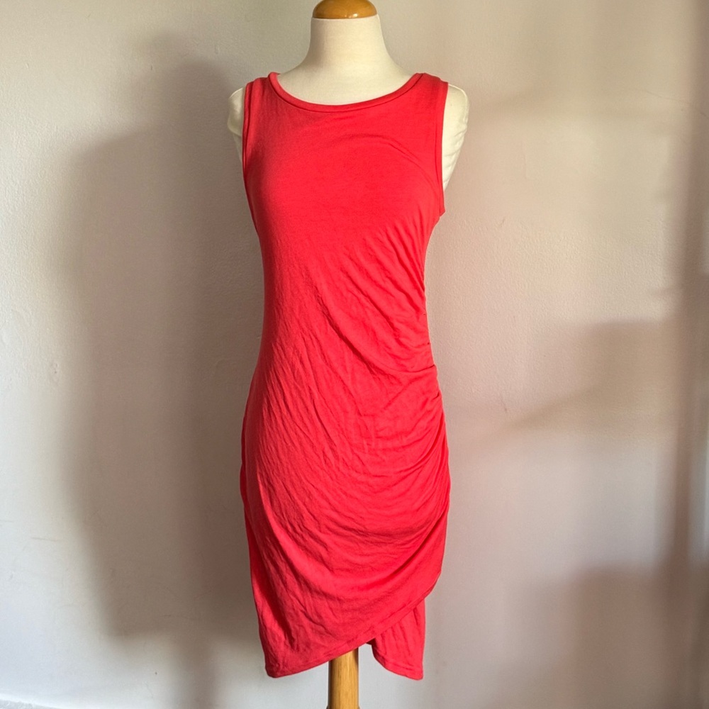 Treasure & Bond Coral Pink Sleeveless Ruched Mini Dress